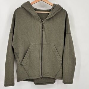 Lululemon Hold your Om Hoodie zip front Jacket heathered Fatigue green Sz 4